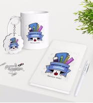 BK Gift Kişiye Özel Dünyanın En İyi Öğretmeni Kupa Anahtarlık Beyaz Defter Kalem Hediye Seti-23 (Model 1)