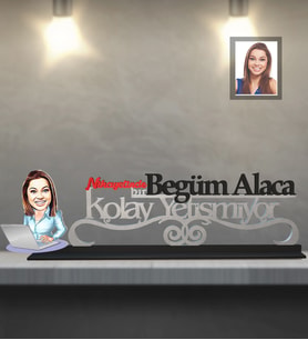 Kişiye Özel İş Kadını Karikatürlü Kolay Yetişmiyor Ahşap Biblo Bayan-7