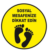 MIGNATIS - Lütfen Sağlığınız İçin Sosyal Mesafeyi Koruyalım Zemin Sarı Ve Siyah Renk Sticker 45x45cm SYL12