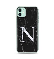 Iphone 11 Siyah Mermer Harf Tasarımlı Telefon Kılıfı N-Harfi 