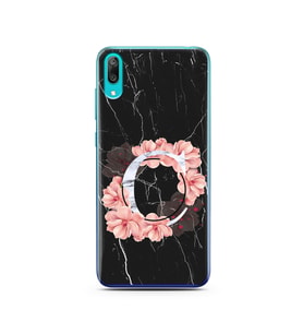 Mermer Çiçekli Harf Tasarım Süper Şeffaf Silikon Telefon Kılıfı Huawei Y7 Prime 