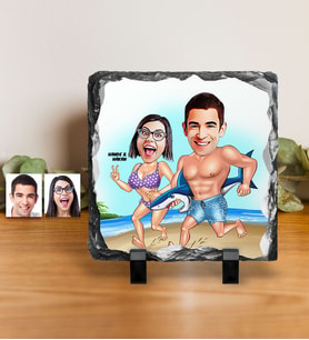 BK Gift Kişiye Özel Sevgililer Karikatürlü Dekoratif Doğal Taş  8
