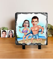 BK Gift Kişiye Özel Sevgililer Karikatürlü Dekoratif Doğal Taş  8