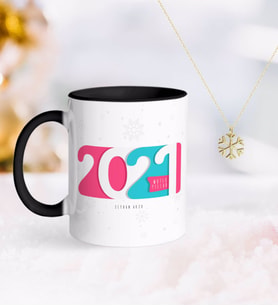 BK Gift Kişiye Özel 2024 Mutlu Yıllar Siyah Kupa ve Kar Tanesi Kolye-6 (Model 1)
