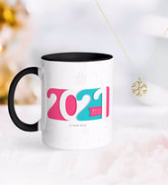 BK Gift Kişiye Özel 2024 Mutlu Yıllar Siyah Kupa ve Kar Tanesi Kolye-6 (Model 1)