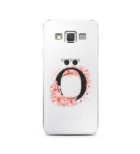 Pembe Çiçekli Harf Tasarım Süper Şeffaf Silikon Telefon Kılıfı Samsung A3 (2015)