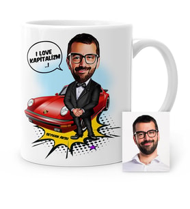 BK Gift Kişiye Özel Patron Karikatür Beyaz Kupa Bardak  1