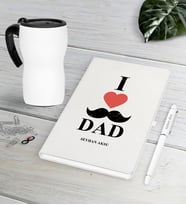 BK Gift Kişiye Özel Babamı Seviyorum Beyaz Defter Kalem Termos Mug Seti (Model 1)