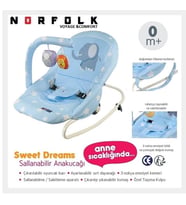 Norfolk Sweet Dreams Oyuncaklı Ev Tipi Ana Kucağı Ana Dizi - Tam Yatarlı - Kademeli Sırt Ayarı (Mavi)