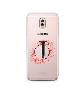 Pembe Çiçekli Harf Tasarım Süper Şeffaf Silikon Telefon Kılıfı Samsung C8  J-Har