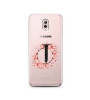 Pembe Çiçekli Harf Tasarım Süper Şeffaf Silikon Telefon Kılıfı Samsung C8  J-Har