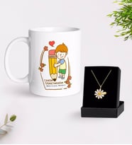 BK Gift Kişiye Özel Canım Öğretmenim Beyaz Kupa ve Papatya Kolye Hediye Seti-4 (Model 1)