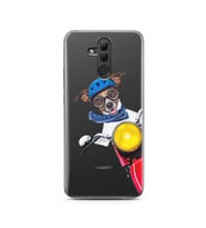 Motorcu Köpek Tasarımlı Süper Şeffaf Silikon Telefon Kılıfı Huawei Mate 20 Lite