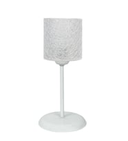 Şenay Aydınlatma Modern Metal Ayak Silindir PVC&Kumaş Abajur-Gümüş İp Sarmal
