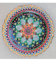 El İşlemesi Kadife Kutulu Karışık Desenli Dantel Turuncu Tabak (30cm)