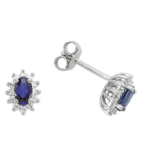 Sirius Pırlanta ve Oval Safir Taşlı Anturaj Küpe 0717E0022