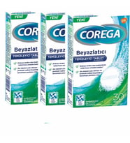 Corega Diş Protezi Beyazlatıcı Temizleyicisi Tablet 30 luk - Tüm Protezler İçin-3 Adet