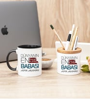 Dünyanın En İyi Babası Siyah Kupa Bardak Ve Kalemlik Hediye Seti