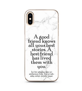 Iphone Xs Beyaz Mermer Söz Tasarımlı Telefon Kılıfı