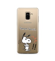 Snoopy Tasarımlı Süper Şeffaf Silikon Telefon Kılıfı Samsung A8 Plus