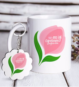 BK Gift Kişiye Özel En İyi Öğretmen Beyaz Kupa ve Anahtarlık Hediye Seti-14 (Model 1)