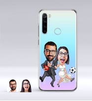 BK Gift Kişiye Özel Sevgililer Karikatürlü Xiaomi Redmi Note 8 İnce Şeffaf Silikon Telefon Kapağı-15 (Beyaz)