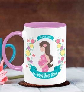 BK Gift Kişiye Özel Anneler Günü Temalı Pembe Kupa Bardak P7