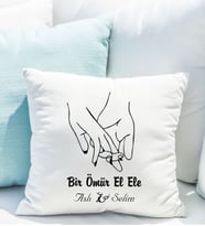 Kişiye Özel Bir Ömür El Ele Sevgili Aşk Yastığı