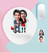 BK Gift Kişiye Özel Sevgililer Karikatürlü Bilek Destekli Mouse Pad-1 (Beyaz)