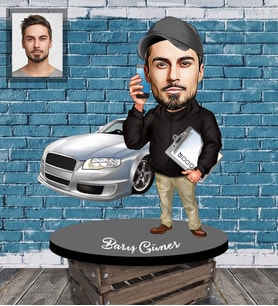 Kişiye Özel İş Adamı Karikatürlü Ahşap Biblo Bay-20