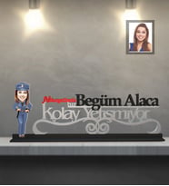 Kişiye Özel Polis Karikatürlü Kolay Yetişmiyor Ahşap Biblo Bayan-1