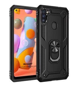 Microsonic Samsung Galaxy M11 Kılıf Military Ring Holder Siyah