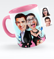 BK Gift Kişiye Özel Sevgililer Karikatürlü Pembe Kupa Bardak  6