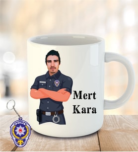 İsme ve Polis Haftasına Özel Kupa Bardak Anahtarlık Hediye - Resimli