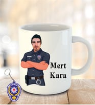 İsme ve Polis Haftasına Özel Kupa Bardak Anahtarlık Hediye - Resimli