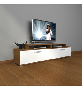 Decoraktiv Ekoflex 4 Slm Tv Ünitesi Tv Sehpası (Beyaz - Kahverengi)