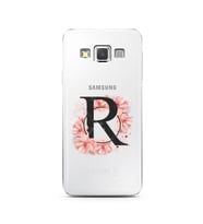 Pembe Çiçekli Harf Tasarım Süper Şeffaf Silikon Telefon Kılıfı Samsung A3 (2015)