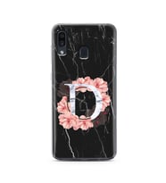 Mermer Çiçekli Harf Tasarım Süper Şeffaf Silikon Telefon Kılıfı Samsung A30 D-Ha