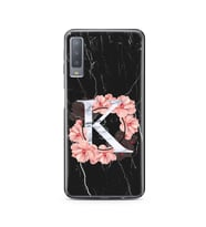 Mermer Çiçekli Harf Tasarım Süper Şeffaf Silikon Telefon Kılıfı Samsung A7 (2017