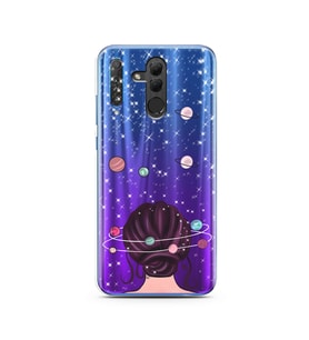 Space Girl Tasarım Süper Şeffaf Silikon Telefon Kılıfı Huawei Honor 20 Lite 