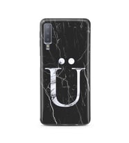 Samsung A7 (2018) Siyah Mermer Harf Tasarımlı Telefon Kılıfı Ü-Harfi 