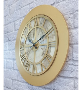 Markakanvas Mermer Desenli Altın(GOLD) Duvar Saati (Altın)