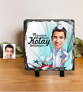 BK Gift Kişiye Özel Bay Diş Hekimi Karikatürlü Dekoratif Doğal Taş  3