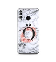 Mermer Çiçekli Harf Tasarım Süper Şeffaf Silikon Telefon Kılıfı Huawei P30 Lite 