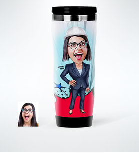 BK Gift Kişiye Özel Bayan Mühendis Karikatürlü Çelik Termos Bardak  1