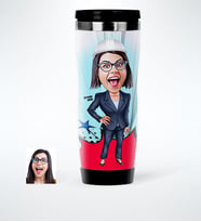 BK Gift Kişiye Özel Bayan Mühendis Karikatürlü Çelik Termos Bardak  1