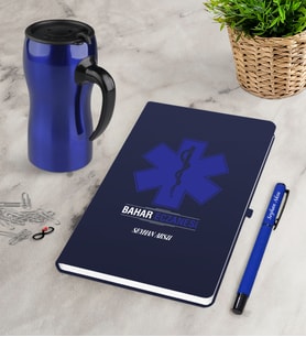 BK Gift Kişiye Özel Eczacı Lacivert Defter Kalem Termos Mug Seti-2 (Model 1)