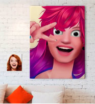 BK Gift Kişiye Özel Kadın Animasyon Karikatürlü Kanvas Tablo 70x100cm -10