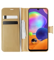 Microsonic Samsung Galaxy A31 Kılıf Delux Leather Wallet Gold