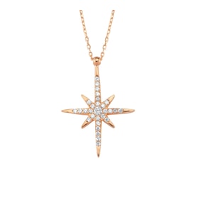 Gümüş Rose Gold Kutup Yıldızı Kolye